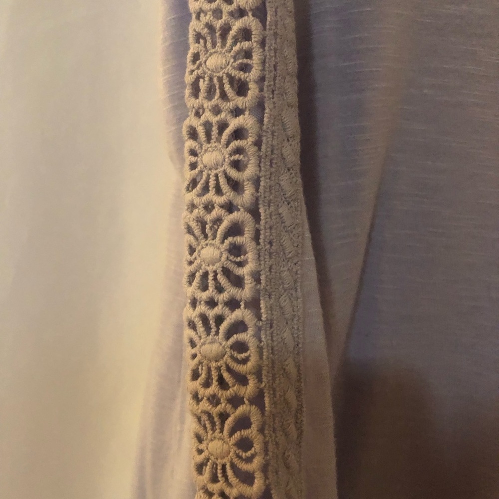 ANTHROPOLOGIE DELETTA Purple Lace Line Crochet Long Sleeve Shirt Size L - Picture 10 of 10